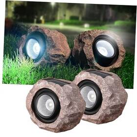 100-01 608571829855 Solar Powered Outdoor Lights 2pcs Rock Super Bright Spot