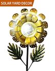 23012 Bright Zeal Large Metal Solar Yellow Sunflower Art Led Crackle