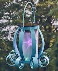 273013 Unbranded Blue Scroll Solar Lighted Lantern Outdoor Table Hanging Tree