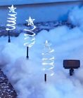 3040376 Afoyft White Set Of Solar Spiral Christmas Tree Garden Stakes