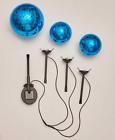 611118-1mbv-blu Unbranded Set Of Solar Lighted Blue Tone Gazing Ball Ground