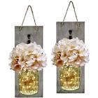 767550053428 Mason Jar Sconce With Led Fairy Lights Handcrafted