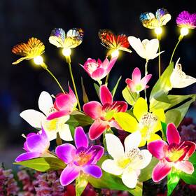 Fl4p Aaovefox Solar Garden Lights 4 Pack Flower With Swaying Butterfly Garde