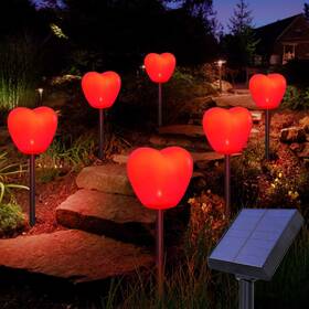 Absk141 Abkshine Set Of 6 Solar Red Heart Stake Lights For Valentines Day Decor Outdoor Waterproo