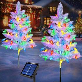 Absk148 Abkshine 2 Pack White Christmas Tree Outdoor Solar Powered Trees With 60 Led C6
