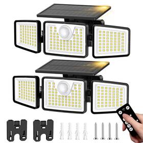 Acbrise 726084217096 2pack Solar Motion Sensor Lights 156led 2500lm Remote Waterproof Security