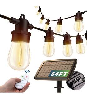 Addlon 744110325713 54ft 48 6 Solar String Lights Outdoor Waterproof With Usb Port And Remote Control