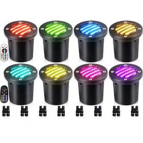 Adrinfly 313097171189 8-pack Aluminum Rgbw Led In-ground Well Lights For Landscape Color Changing Low