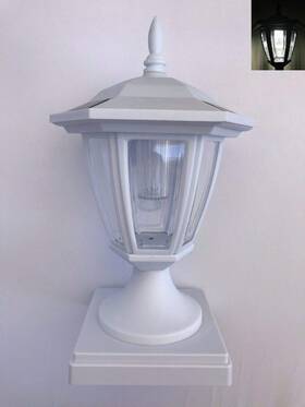 Affordable 638936181021 Outdoor Garden Set Of 2 Solar White Finish Color Hexagon 4x4 Fence Post Cap Ligh