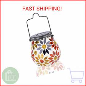 4431910a Afirst Mosaic Solar Lanterns Outdoor - Glass Hanging Lights Hollow Out Wat