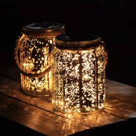 Afirst 778365724939 Hanging Solar Lantern Outdoor Lights Mercury Mason Jar Glass Li