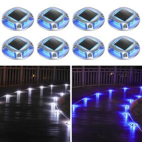 B0byymfh13 Agptek Solar Driveway Lights Outdoor 8pk 2 Color Led Deck Dock Marine Waterproo
