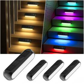 Ahaorigin 638457998023 Solar Outdoor Lights For Deck 4 Pack Upgraded Rgb Fence Ligh