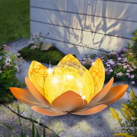 Xlh-p011 Aiiny Garden Solar Light Outdoor 2pack Crackle Globe Glass Lotus Decoration Water