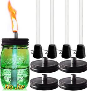 Aitk04 Ailetown 4 Pack Mason Jar Outdoor Tabletop Torch Kit Set Fiberglass Wicks Stainless S
