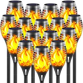 Airreik 886268811851 16-pack Solar Torch Lights With Flickering Flame 12 Led Outdoor Lands