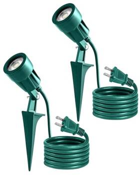 Aizzkry 008678706842 Outdoor Spotlight Plug In Weather Resistant Heavy Duty Stake 2pack Green