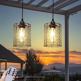 Kf61835-bo All Fortune Battery Operated Hanging Outdoor Chandelier Power Pendant Light Gazebo