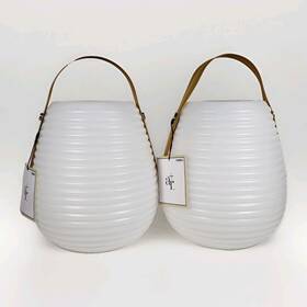 Allen Roth 840623115541 2 White Plastic Beehive Solar Outdoor Decorative Lanterns