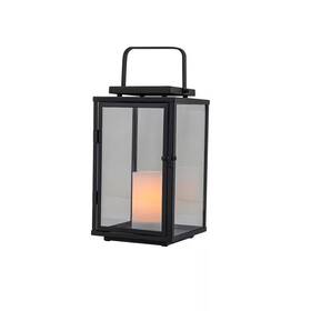 Aloa Decor 744759882035 H12ftft Modern Solar Outdoor Lantern With Flickering Led Candle Black Metal Lanter