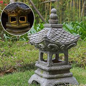 Pagoda-1 Aloak Asian Solar Zen Pagoda Garden Statue 14 Inch Outdoor
