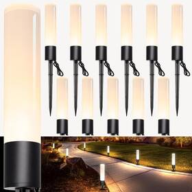 Alyfc 618337384450 12 Pack Low Voltage Landscape Lighting Pathway Lights 6w 300lm Lig