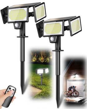 Axwswl04-004 Amiluo 2-in-1 Solar Spotlights Outdoor With Ground Stakes 304 Led 3000lm Security F