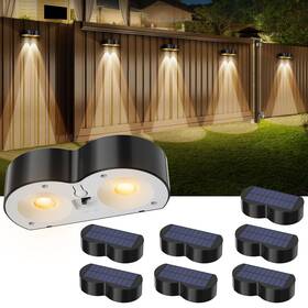 Wl13 Amiluo Upgraded Solar Fence Lights Outdoor 8 Pack With Spot Lensed Warm White Cold