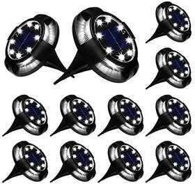 Amone 002863526270 Solar Ground Lights Outdoor 12 Packs Led Disk Powered Waterproof