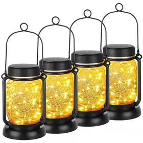 Angel Sar 313034453439 Outdoor Waterproof Solar Hanging Lantern With Stakes Glass Fairy String Lights