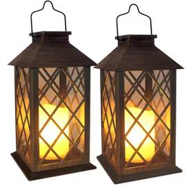 Angel Sar 445047619632 14 Inch Antique Copper Garden Hanging Solar Lantern Waterproof Led Flickering Fl