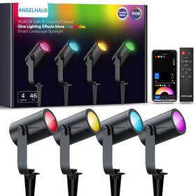 L-osl4b1 Angelhalo Smart Landscape Spotlights 4 Pack Rgbw Pathway Lights 2000lm Dimmable Ip65