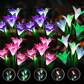Angmln 424511818923 6 Pack Solar Flowers Lights24 Bigger Head Lily 7 Color Changing Pa