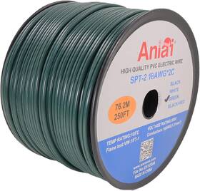 Spt-2 Aniai 631105695251 18/2 Low Voltage Landscape Lighting Copper Wire - 250 Feet Green 18 Gauge