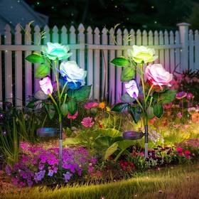 Anordsem 612289274654 Rose Lights Solar Powered For Women Garden Light Waterproof Yard Decorat