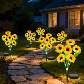 Ssl-002 Anothera 6pcs Solar Sunflower Lights Features Flashing Or Steady-on Modes Waterproof