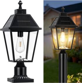 An-pl401a-bk Anrikey 22.5 Inch Large Outdoor Solar Post Light Dusk To Dawn Lamp Black