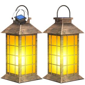 Dl0203-1 Anyperfect 2 Pack 13 Bronze Solar Lantern With Flickering Flame Candle Outd