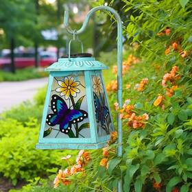 X3-hdl Anyperfect Butterfly Solar Lantern With Shepherd Hook Outdoor Hanging Metal Led Garden