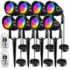 Aolm050 Aoaxl Led Rgb Spot Lights Outdoor 10w Color Changing Landscape Remote Ip67 6 Pack