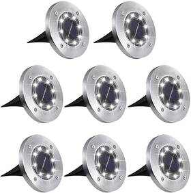 Njhk6002 Aogist Outdoor Solar Ground Lights 8 Led Waterproof Garden Disk In-ground La