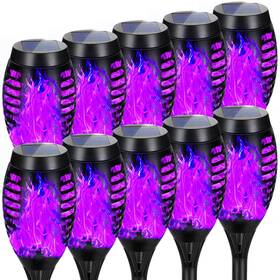 03-10p Aounq Solar Lights Outdoor Halloween Decorations Upgraded 10 Pack Purple Sola