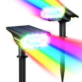 Aounq 783798655224 68 Leds Rgbw Solar Spot Lights Outdoor 1000 Lumens 9 Lighting Modes Color Ch