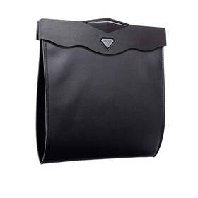 Aowis 750264894425 Car Leather Trash Bag Smart Led Waterproof Organizer Storage Garbage Can Black