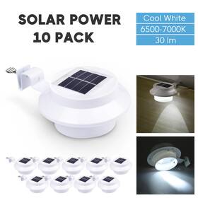 11slp002-3led-bktx10 Apluschoice Led Solar Gutter Light Garden Yard Pathway Fence Deck Wall Lamps Waterproof 10pc