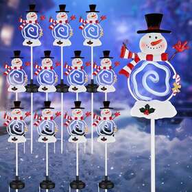 60xma009-4650-07x6 Apluschoice Solar Snowman Stake Lights Christmas Pathway Light For Garden Yard 12pcs