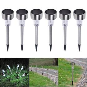 Ip44 Apluschoice 640671033244 6 Pcs Stainless Steel Led Solar Power Landscape Light Pathway Garden White