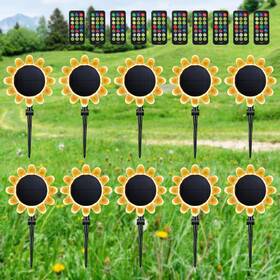 A-11-006-002-sgl Apluschoice 10pcs Solar Sunflower Lights Ip68 Stake 16 Colors Remote Pathway