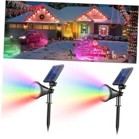 Apomao Sl-mc02 Rgb Halloween Solar Spot Lights Outdoor 36 Leds 2 Pack Multicolor