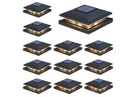 Aponuo 445027496468 12 Pack Fence Post Solar Lights 2 Modes Warm/cool Light Outdoor Waterproof 4x4